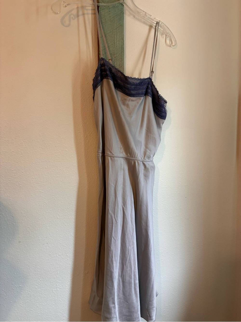Free People Light Gray Slip with Blue Lace Trim